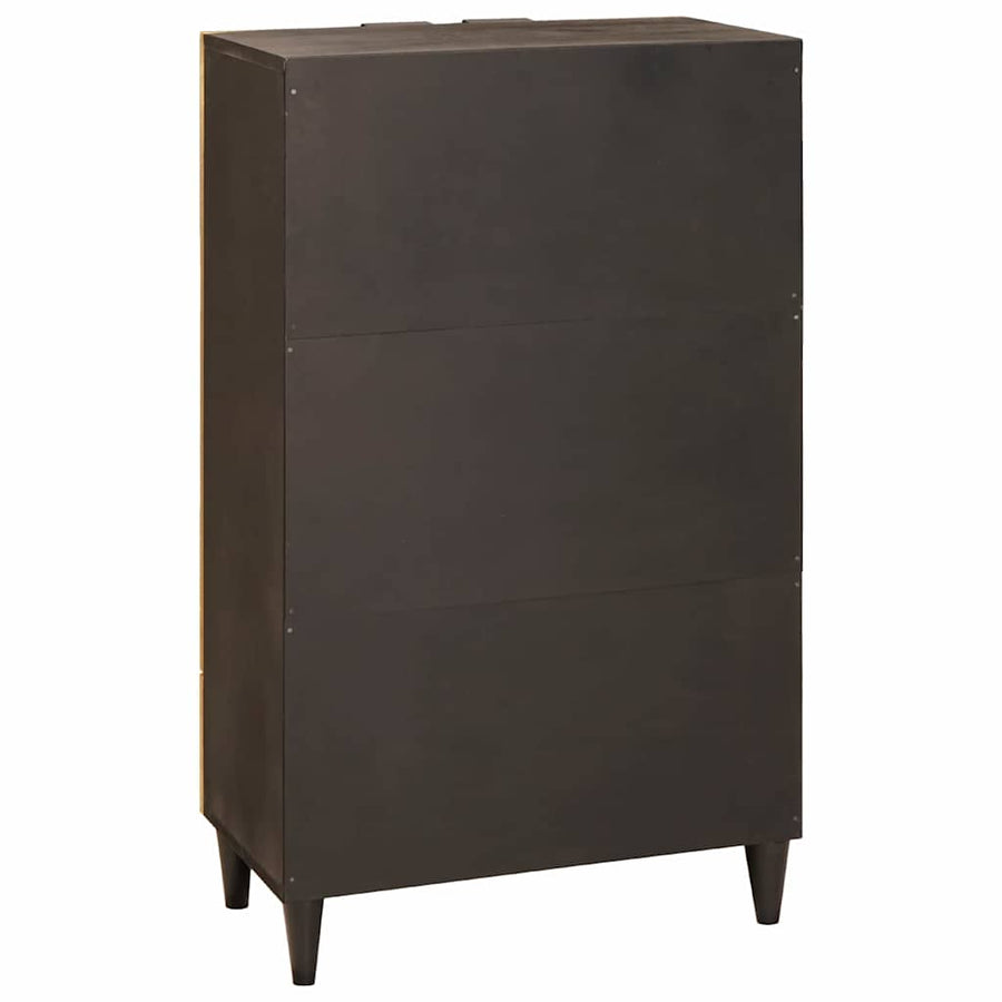 Bijzetkast Zwart en Goud 60 x 33,5 x 100 cm Massief Mango Hout