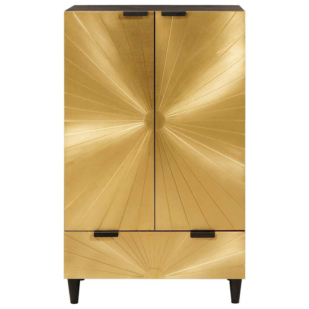 Bijzetkast Zwart en Goud 60 x 33,5 x 100 cm Massief Mango Hout