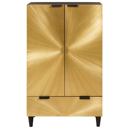 Bijzetkast Zwart en Goud 60 x 33,5 x 100 cm Massief Mango Hout