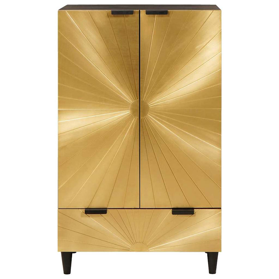 Bijzetkast Zwart en Goud 60 x 33,5 x 100 cm Massief Mango Hout