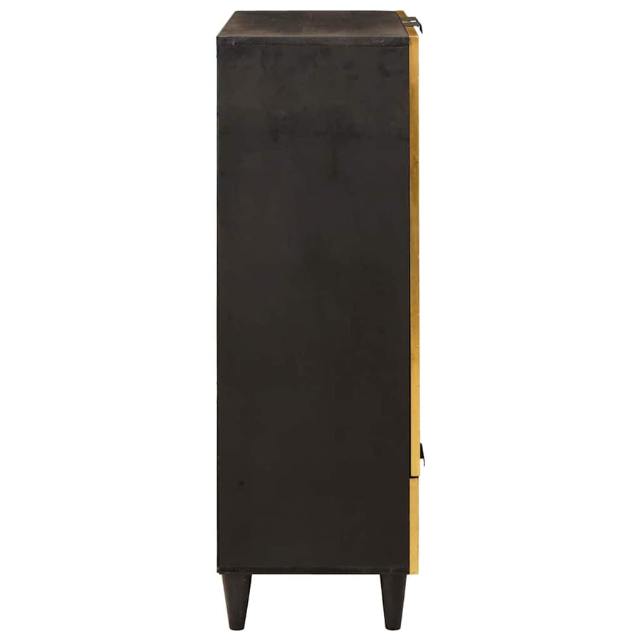 Bijzetkast Zwart en Goud 60 x 33,5 x 100 cm Massief Mango Hout