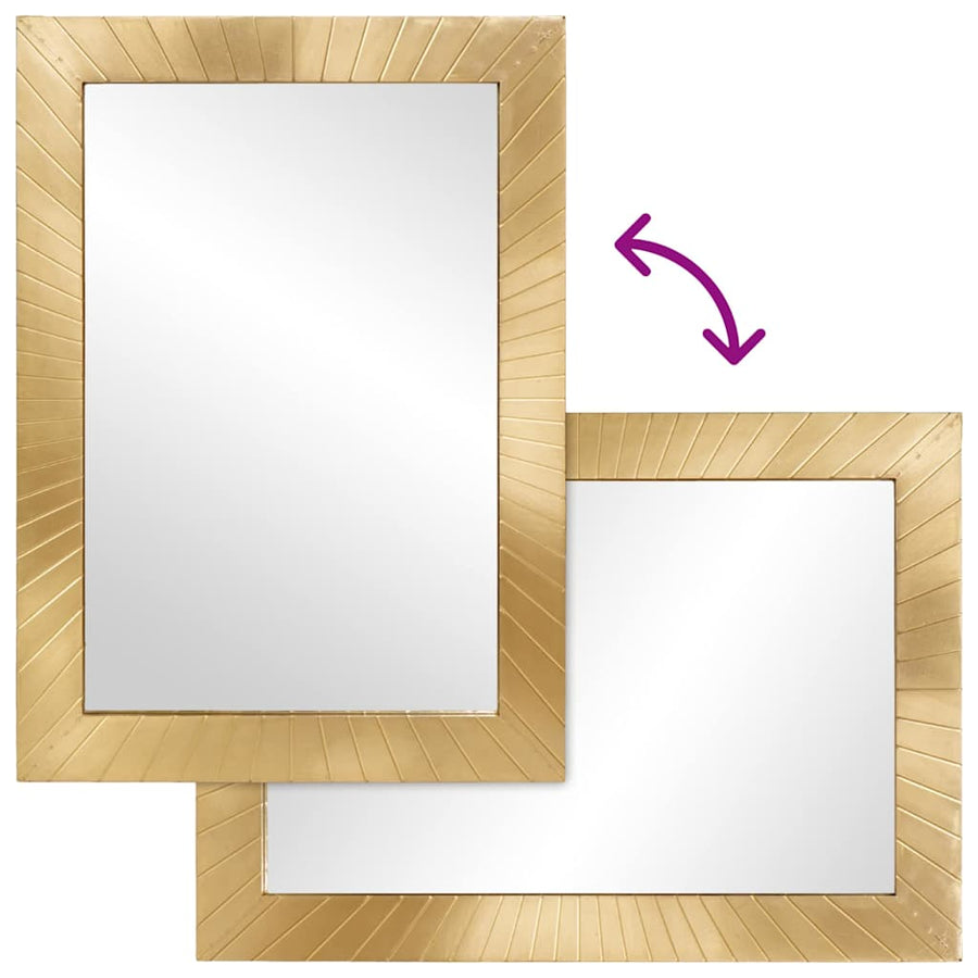 Badkamer Spiegel Wandgemonteerd Zwart en Goud 50 x 2,5 x 70 cm