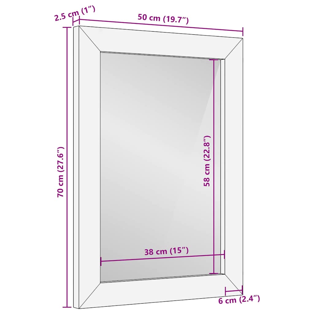 Badkamer Spiegel Wandgemonteerd Zwart en Goud 50 x 2,5 x 70 cm