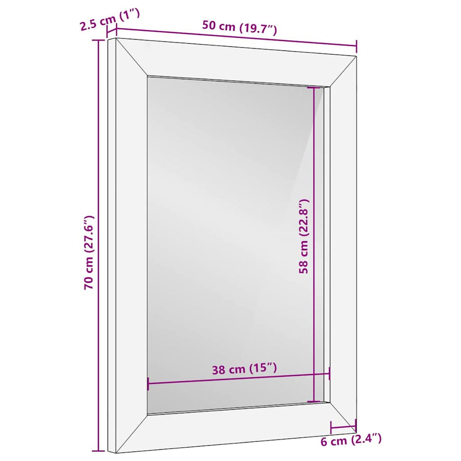 Badkamer Spiegel Wandgemonteerd Zwart en Goud 50 x 2,5 x 70 cm