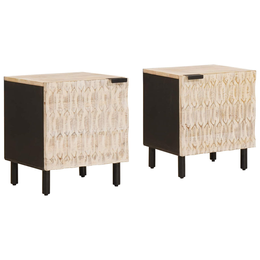 Nachtkastje 2 pcs Wit 40 x 33,5 x 46 cm Massief Mango Hout