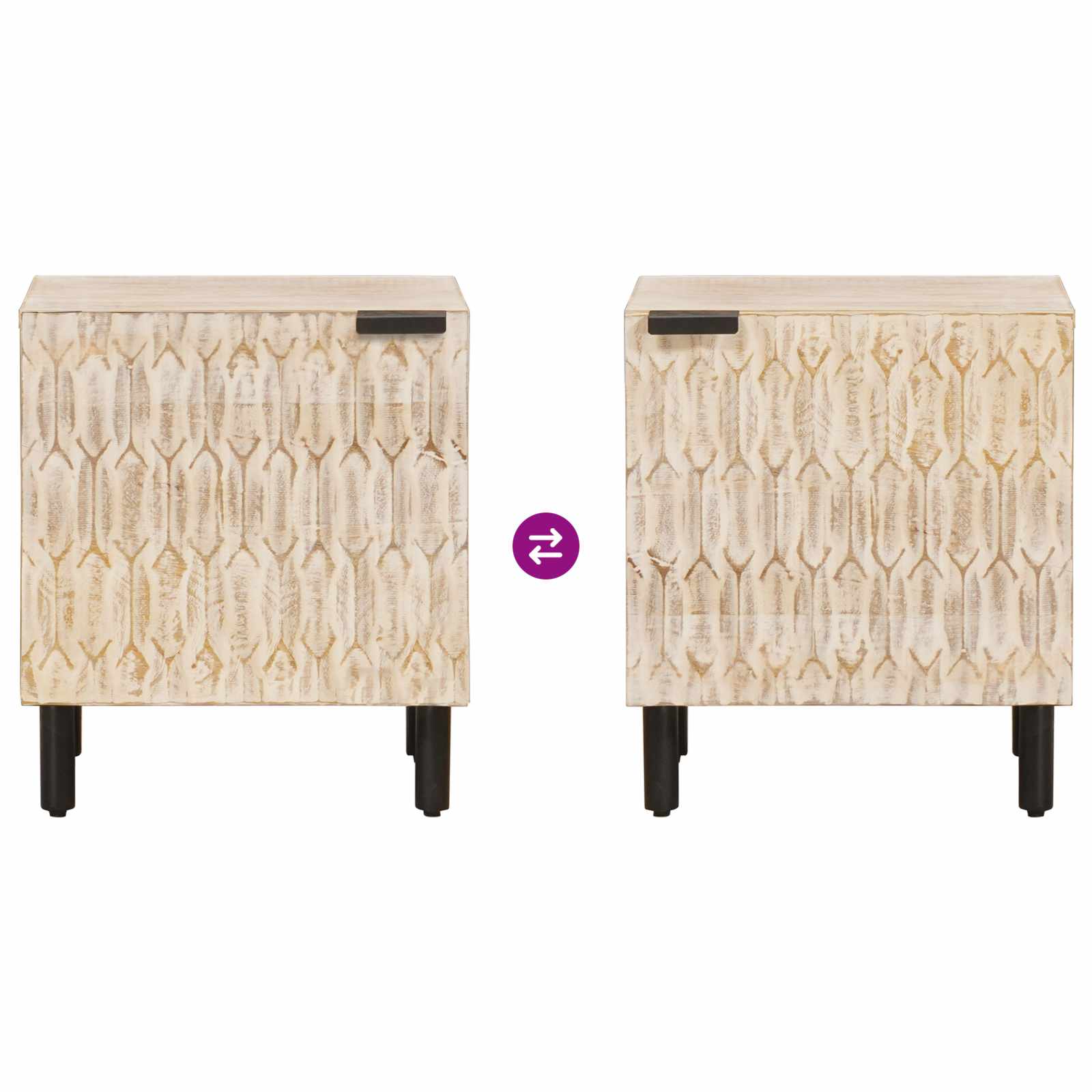 Nachtkastje 2 pcs Wit 40 x 33,5 x 46 cm Massief Mango Hout