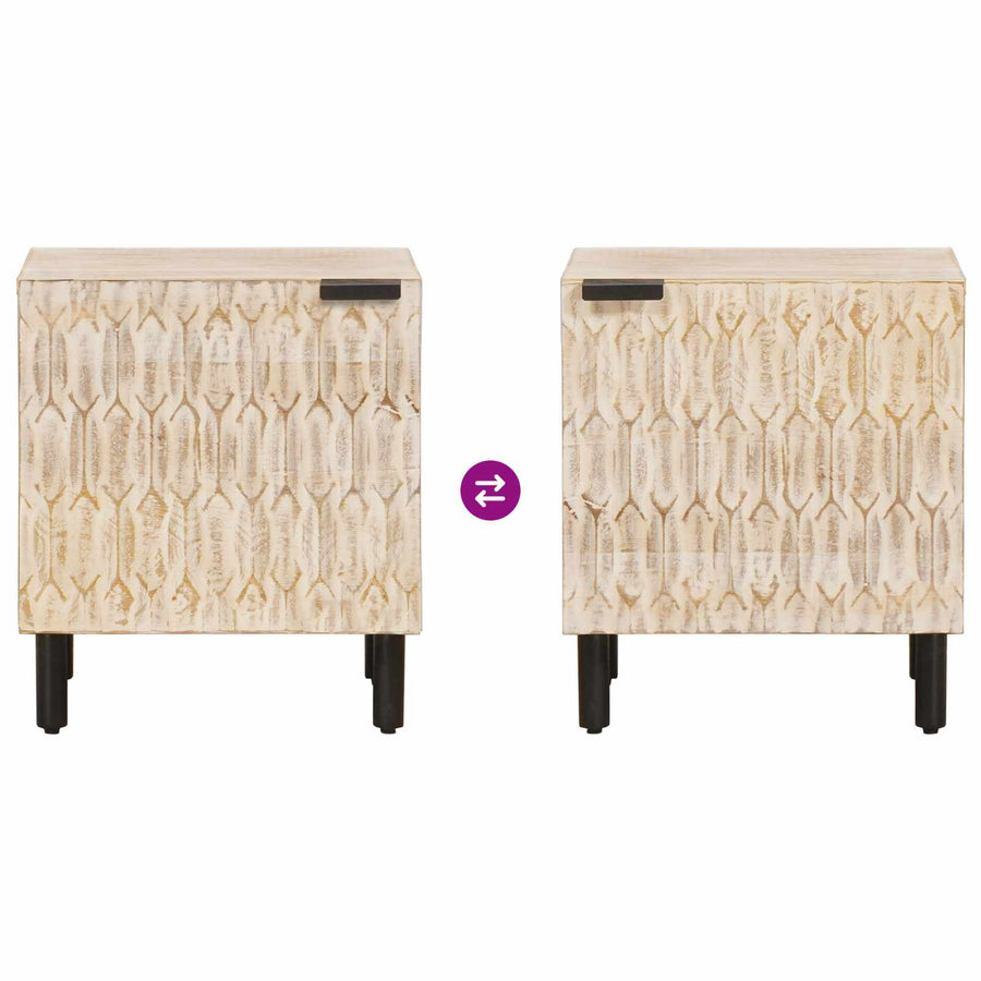 Nachtkastje 2 pcs Wit 40 x 33,5 x 46 cm Massief Mango Hout