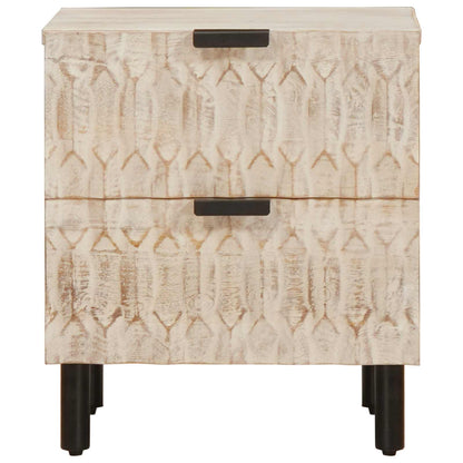 Nachtkastje met lade Wit 40 x 33,5 x 46 cm Massief Mango Hout