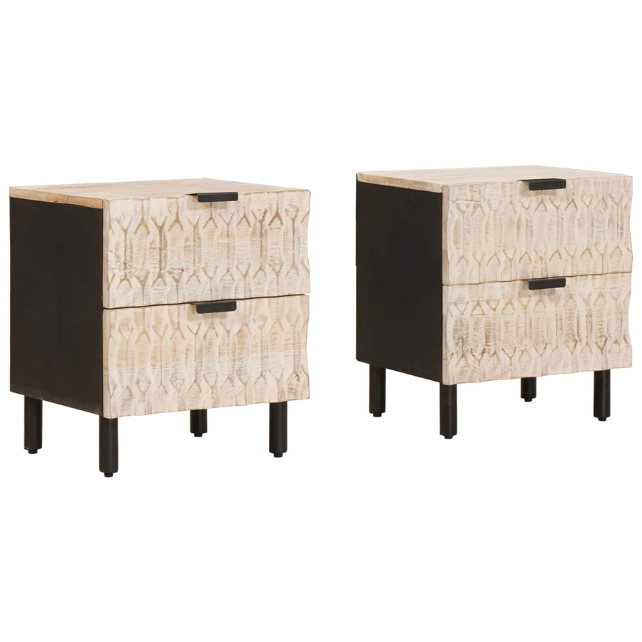 Nachtkastje 2 pcs Wit 40 x 33,5 x 46 cm Massief Mango Hout