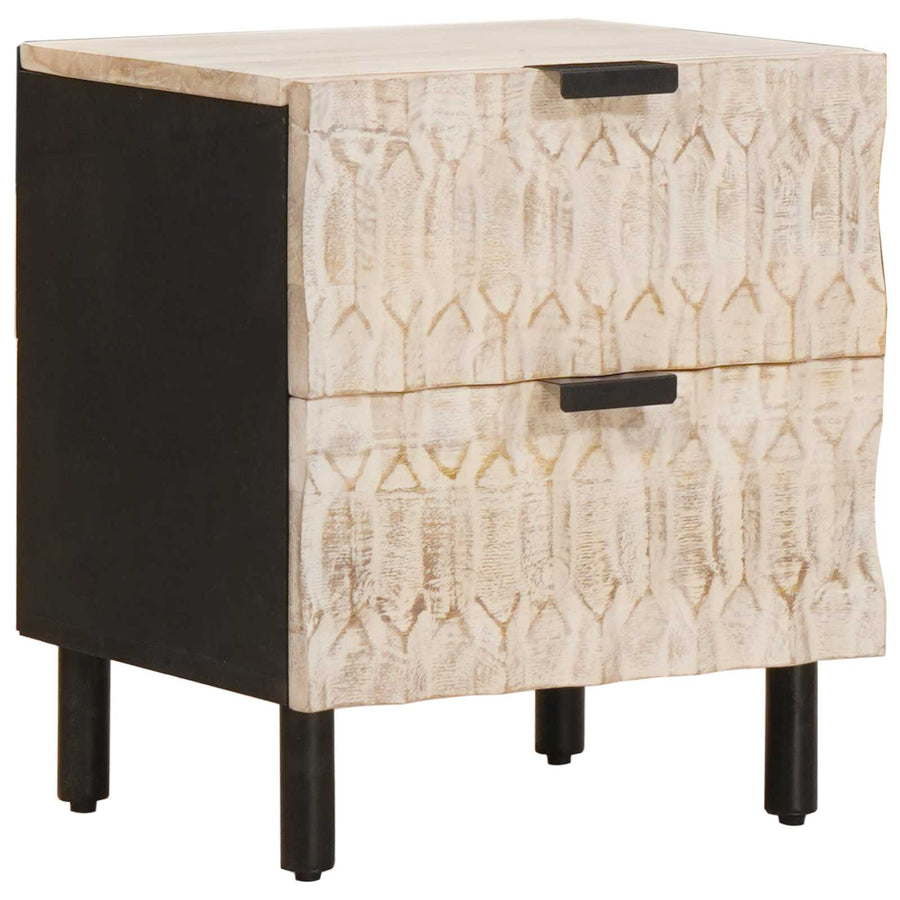 Nachtkastje 2 pcs Wit 40 x 33,5 x 46 cm Massief Mango Hout