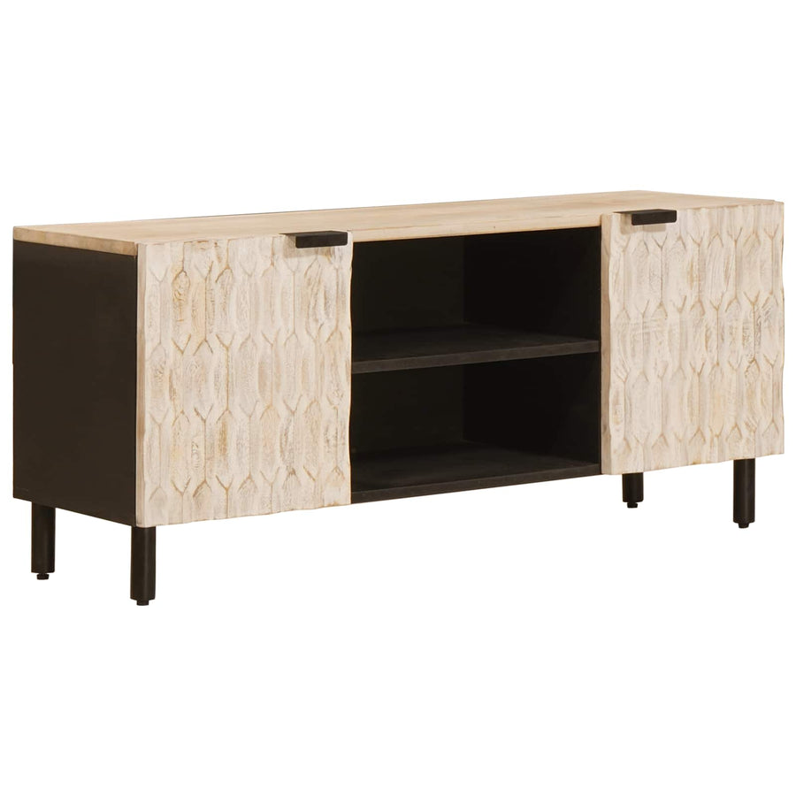 TV-kast met plank Witte Was Afwerking 105 x 33,5 x 46 cm