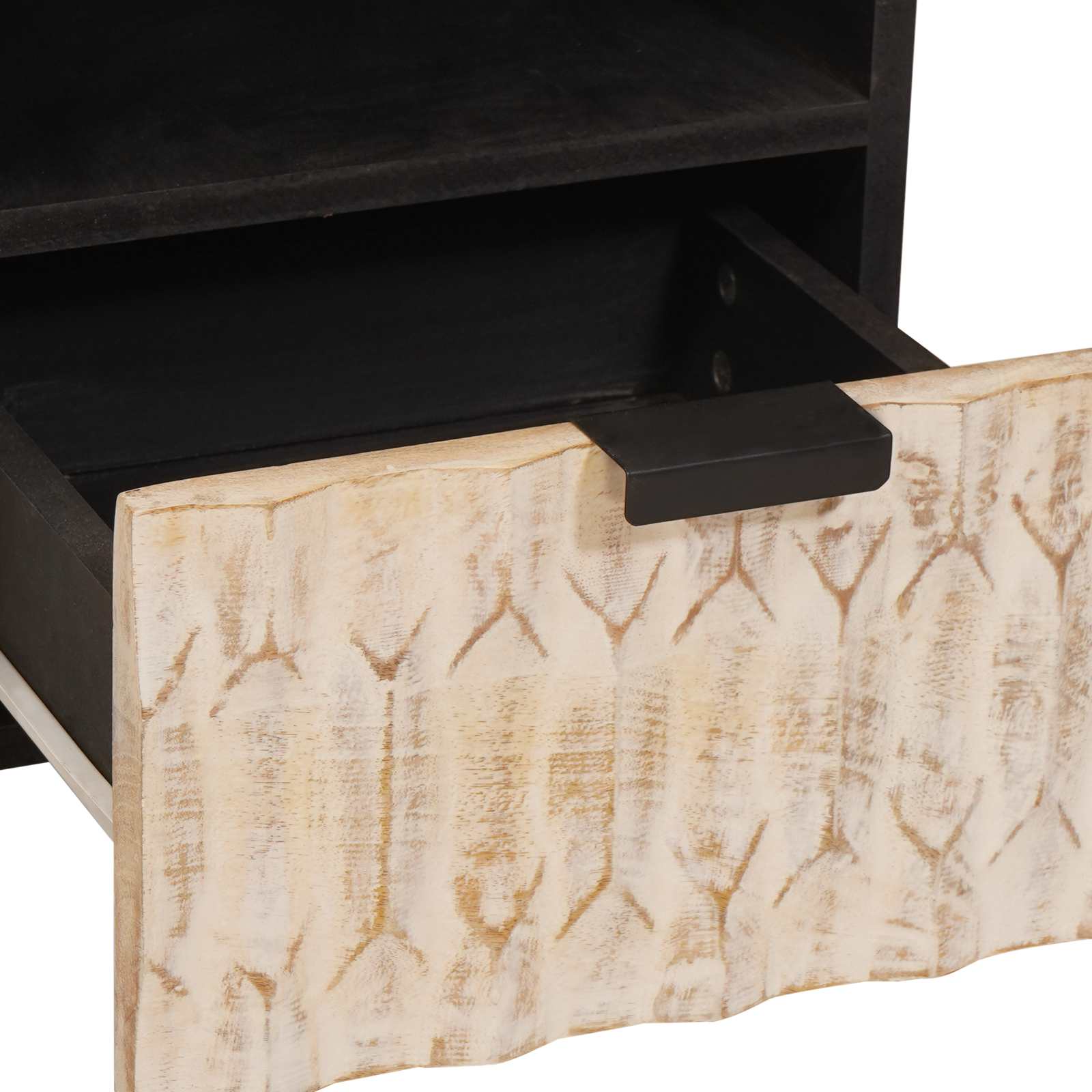 TV-kast met lade Witte Was Afwerking 70 x 33,5 x 46 cm