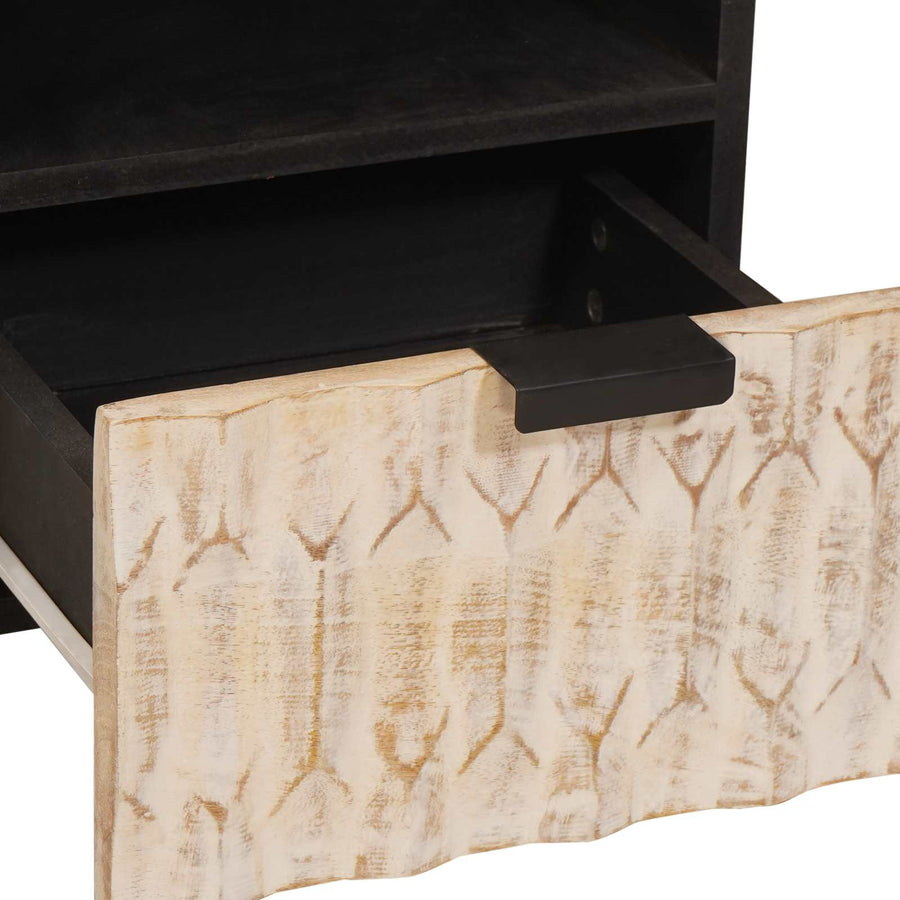 TV-kast met lade Witte Was Afwerking 70 x 33,5 x 46 cm