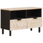 TV Cabinet White Wash Finish 70 x 33 x 46 cm Solid Mango Wood