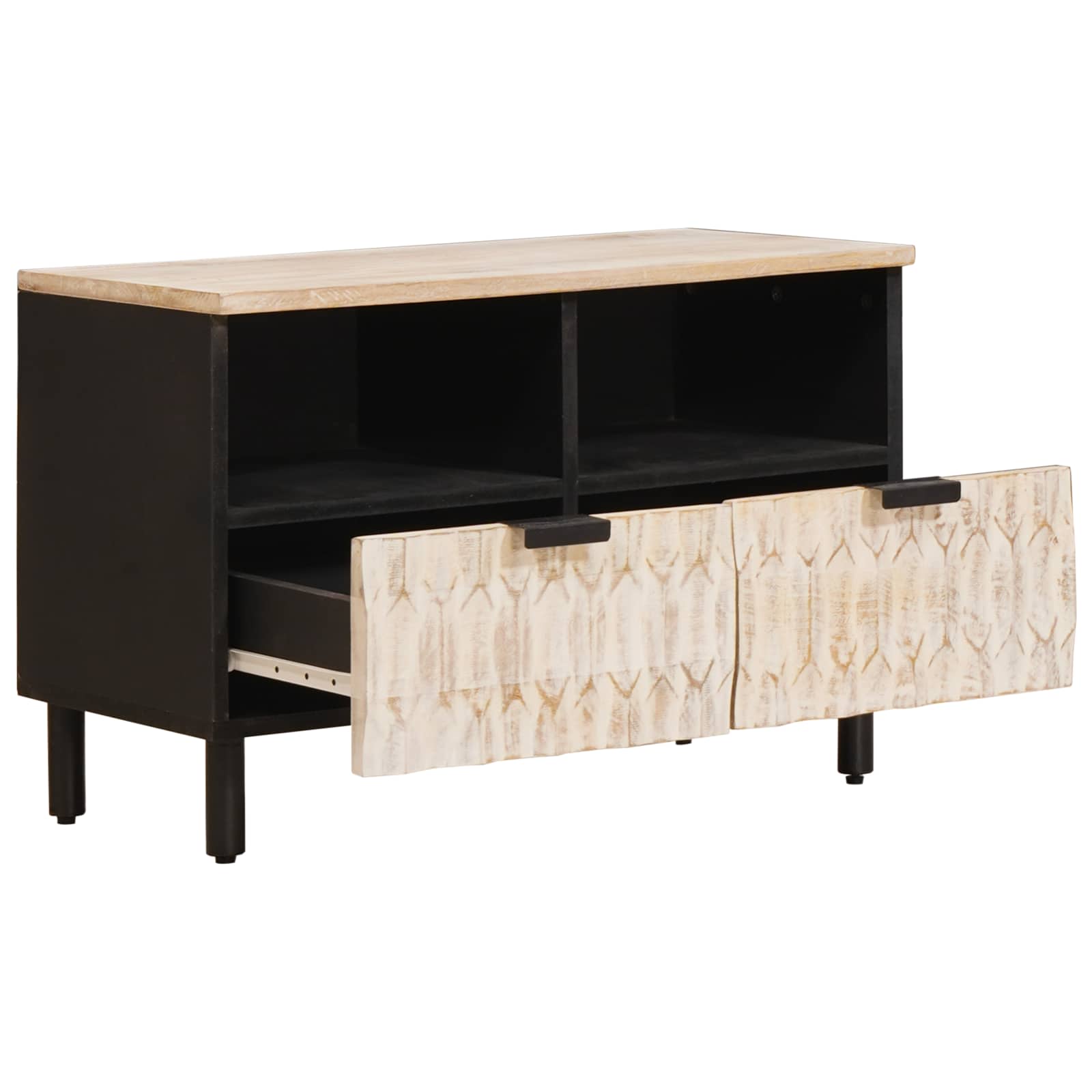 TV-kast met lade Witte Was Afwerking 70 x 33,5 x 46 cm