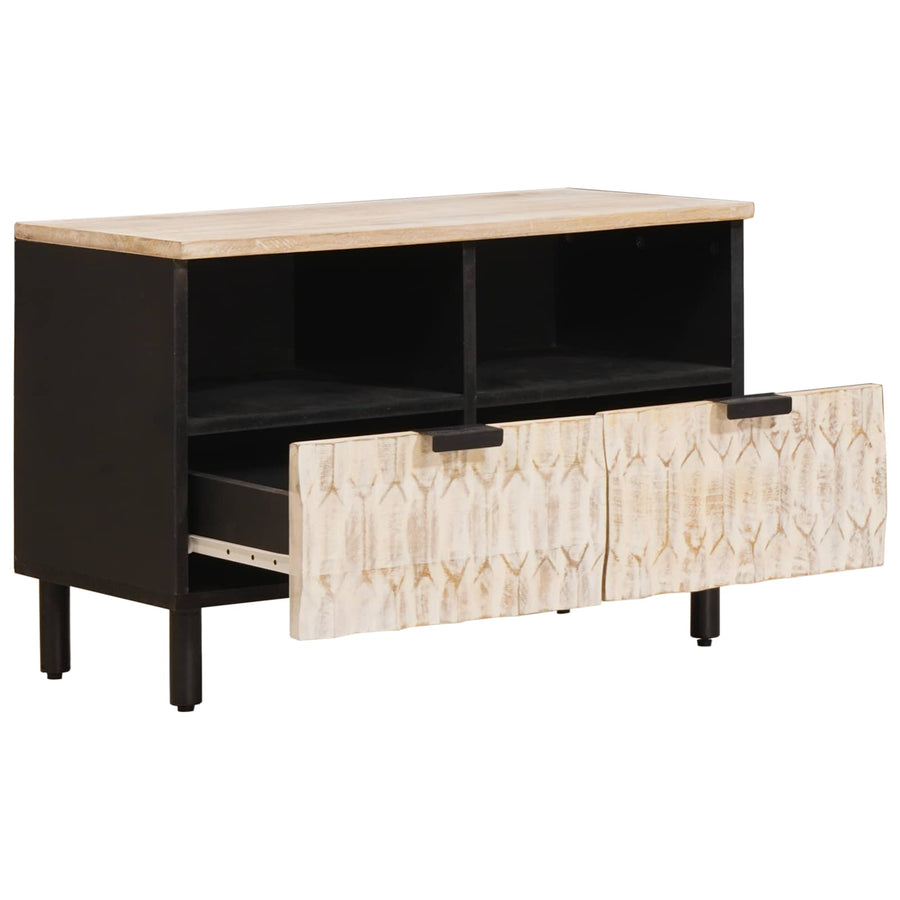 TV-kast met lade Witte Was Afwerking 70 x 33,5 x 46 cm