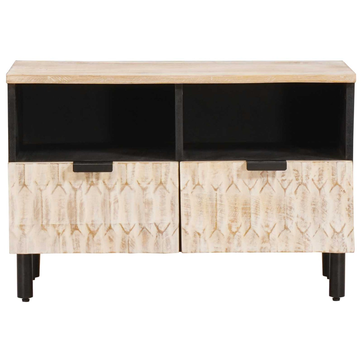 TV-kast met lade Witte Was Afwerking 70 x 33,5 x 46 cm