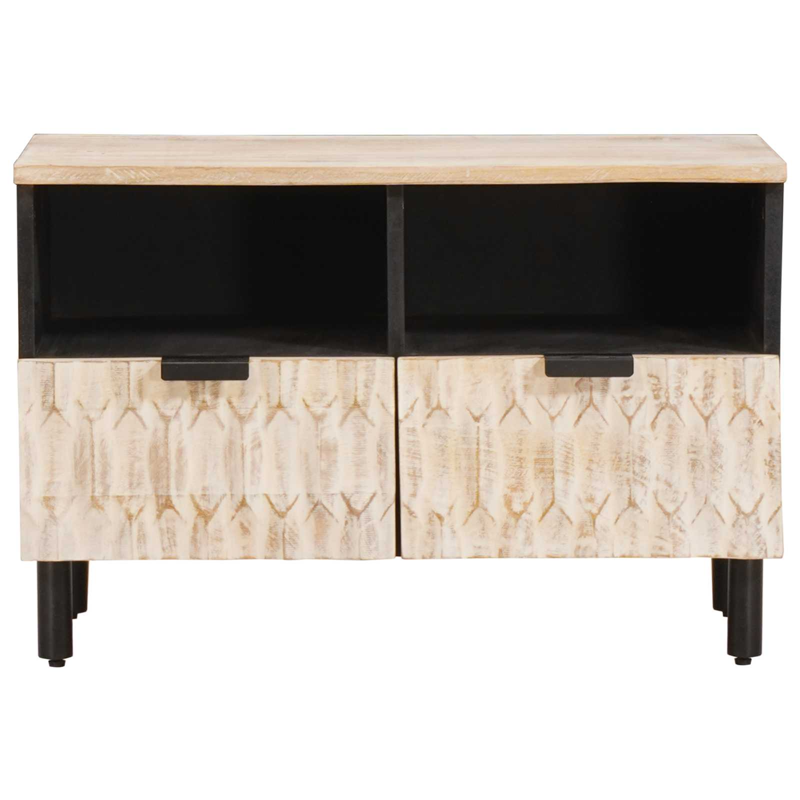 TV-kast met lade Witte Was Afwerking 70 x 33,5 x 46 cm