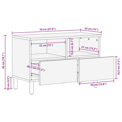 TV-kast met lade Witte Was Afwerking 70 x 33,5 x 46 cm