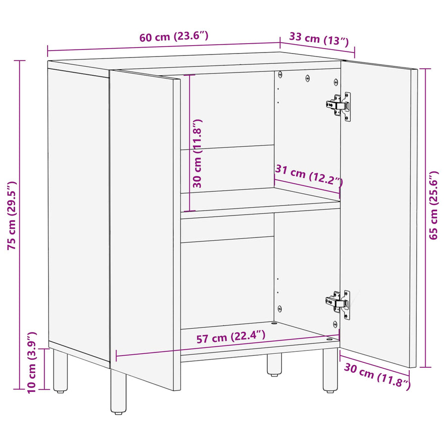 Dressoir Witte Was Afwerking 60 x 33,5 x 75 cm