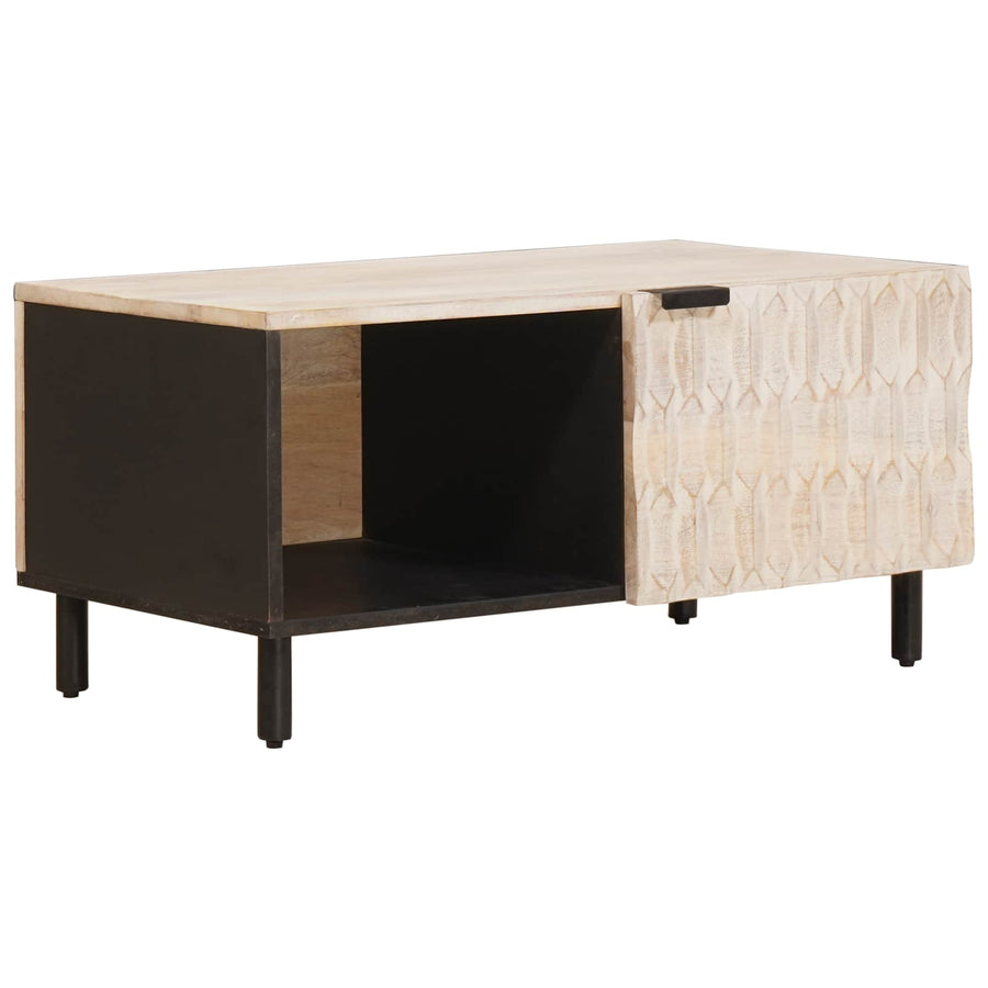 Salontafel Wit 80 x 50 x 40 cm Massief Mango Hout