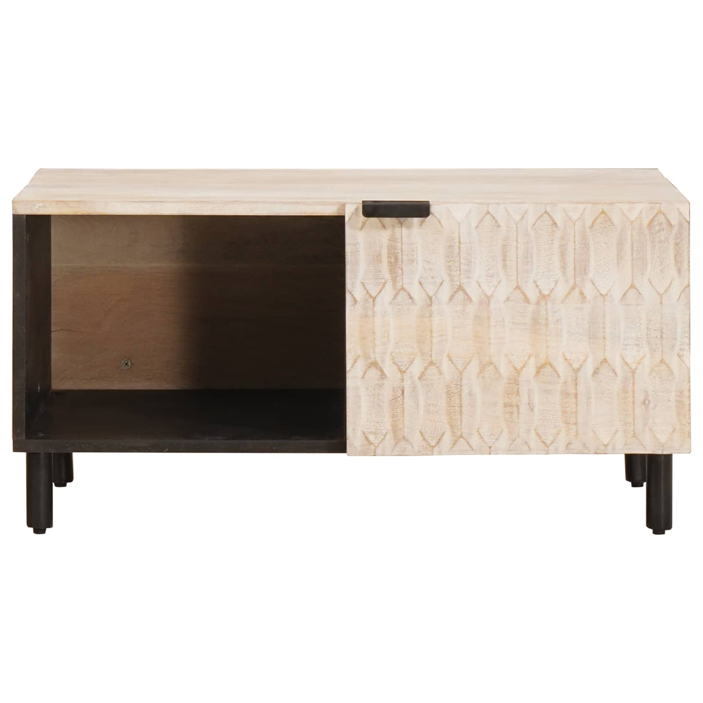 Salontafel Wit 80 x 50 x 40 cm Massief Mango Hout