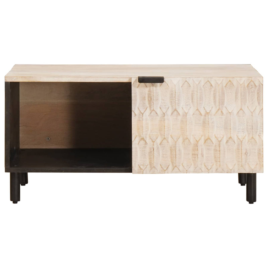 Salontafel Wit 80 x 50 x 40 cm Massief Mango Hout