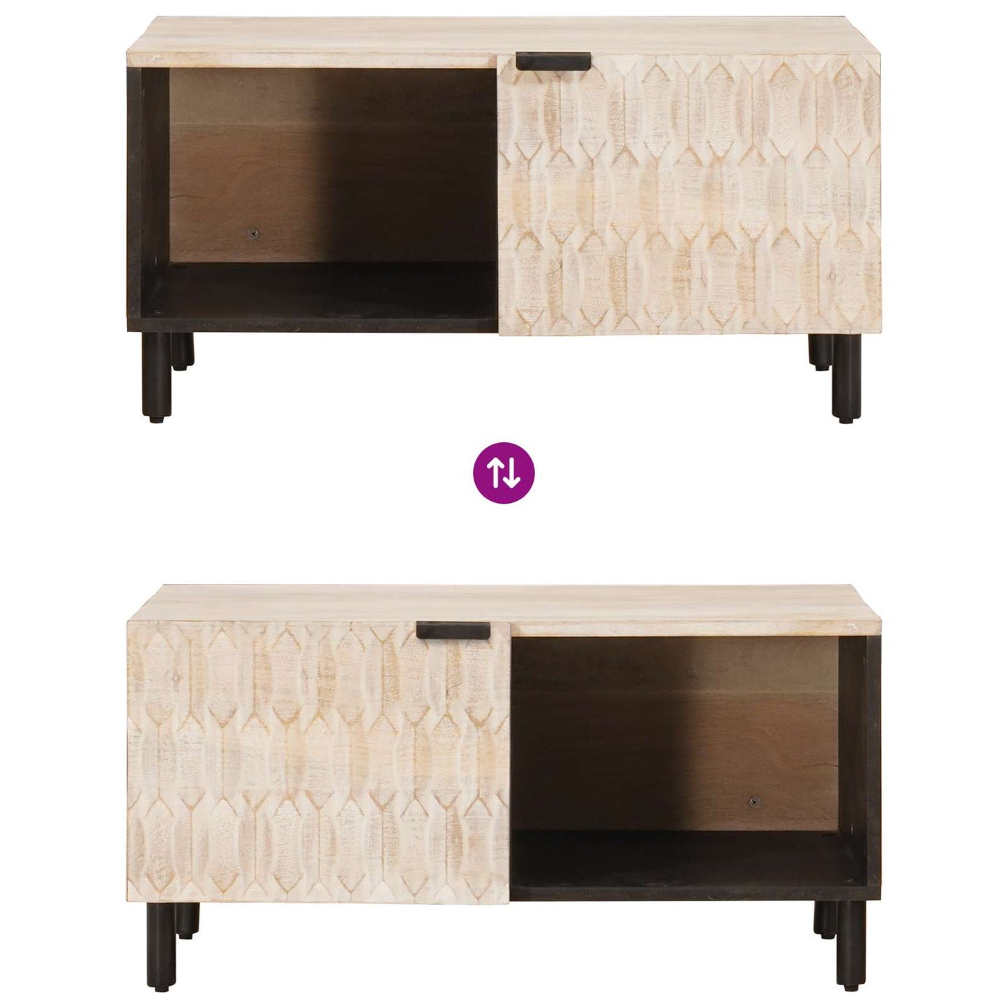 Salontafel Wit 80 x 50 x 40 cm Massief Mango Hout