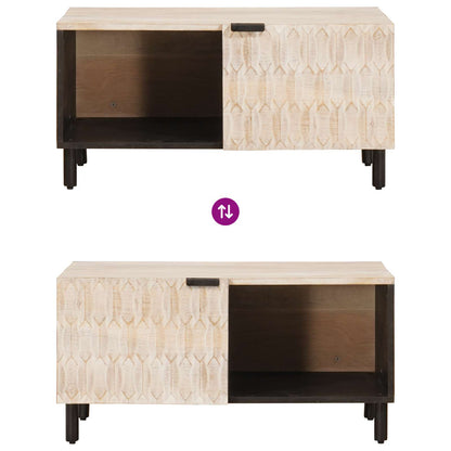 Salontafel Wit 80 x 50 x 40 cm Massief Mango Hout