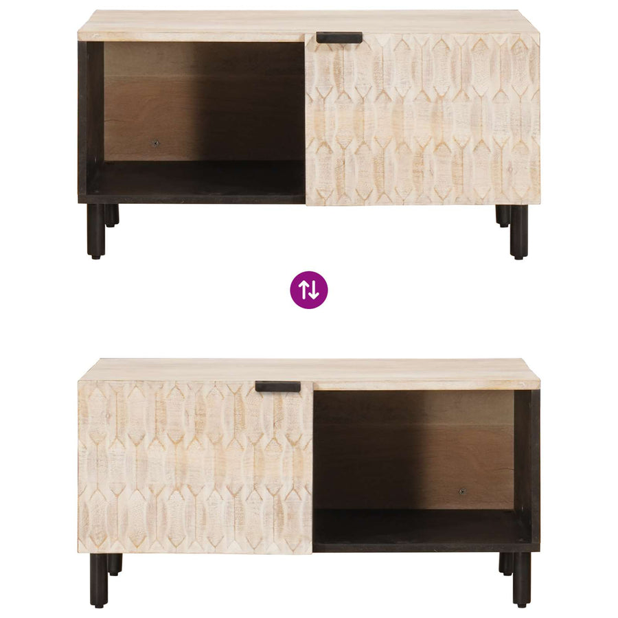 Salontafel Wit 80 x 50 x 40 cm Massief Mango Hout