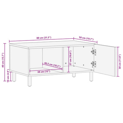 Salontafel Wit 80 x 50 x 40 cm Massief Mango Hout