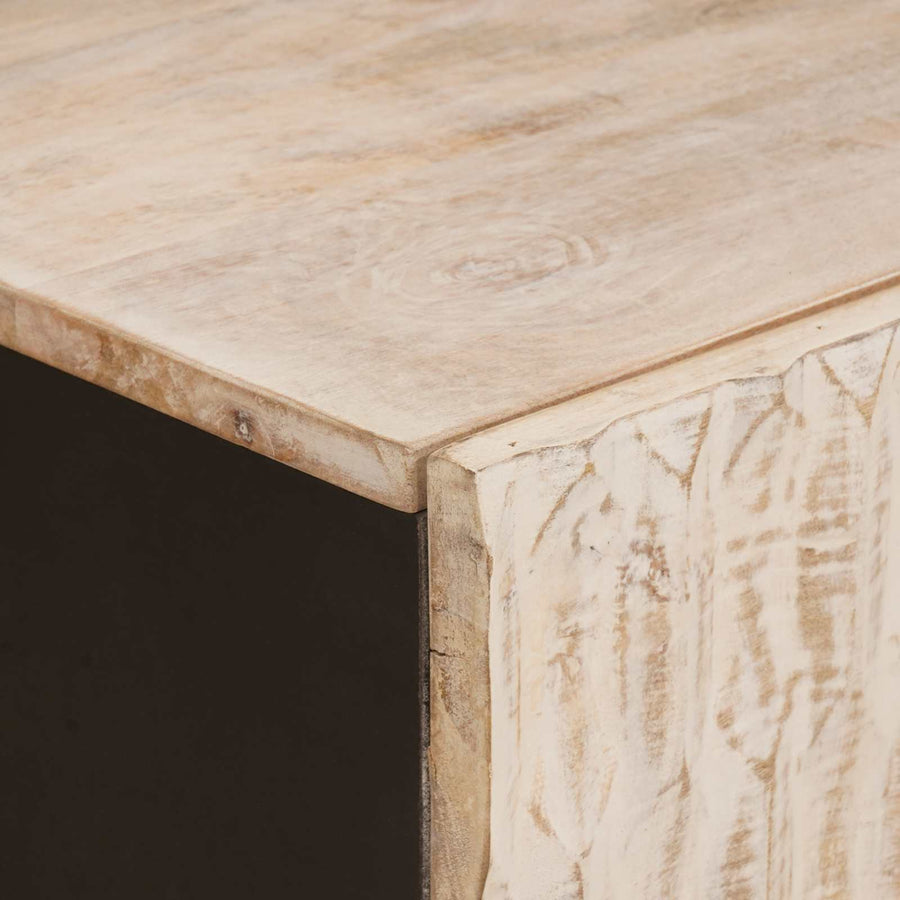 Salontafel Wit 80 x 50 x 40 cm Massief Mango Hout
