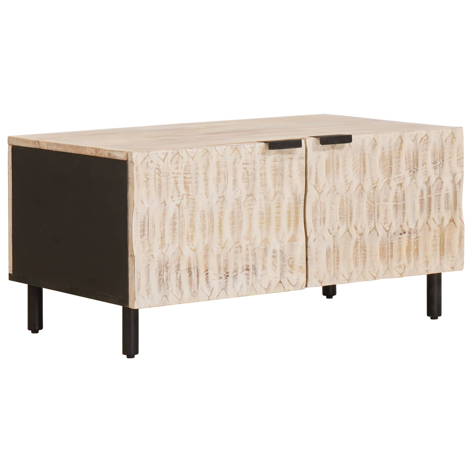 Salontafel Wit 80 x 50 x 40 cm Massief Mango Hout
