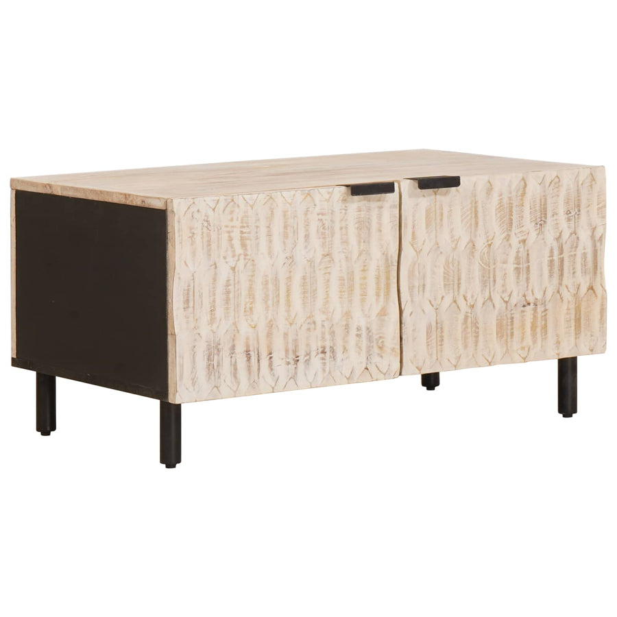 Salontafel Wit 80 x 50 x 40 cm Massief Mango Hout