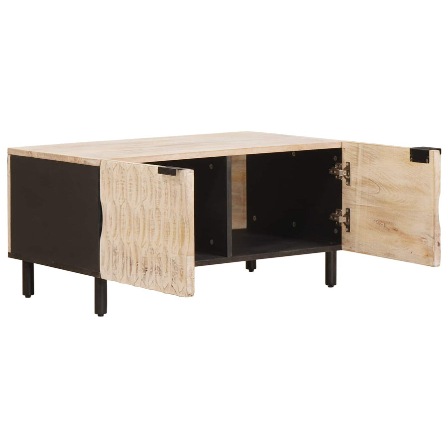 Salontafel Wit 80 x 50 x 40 cm Massief Mango Hout