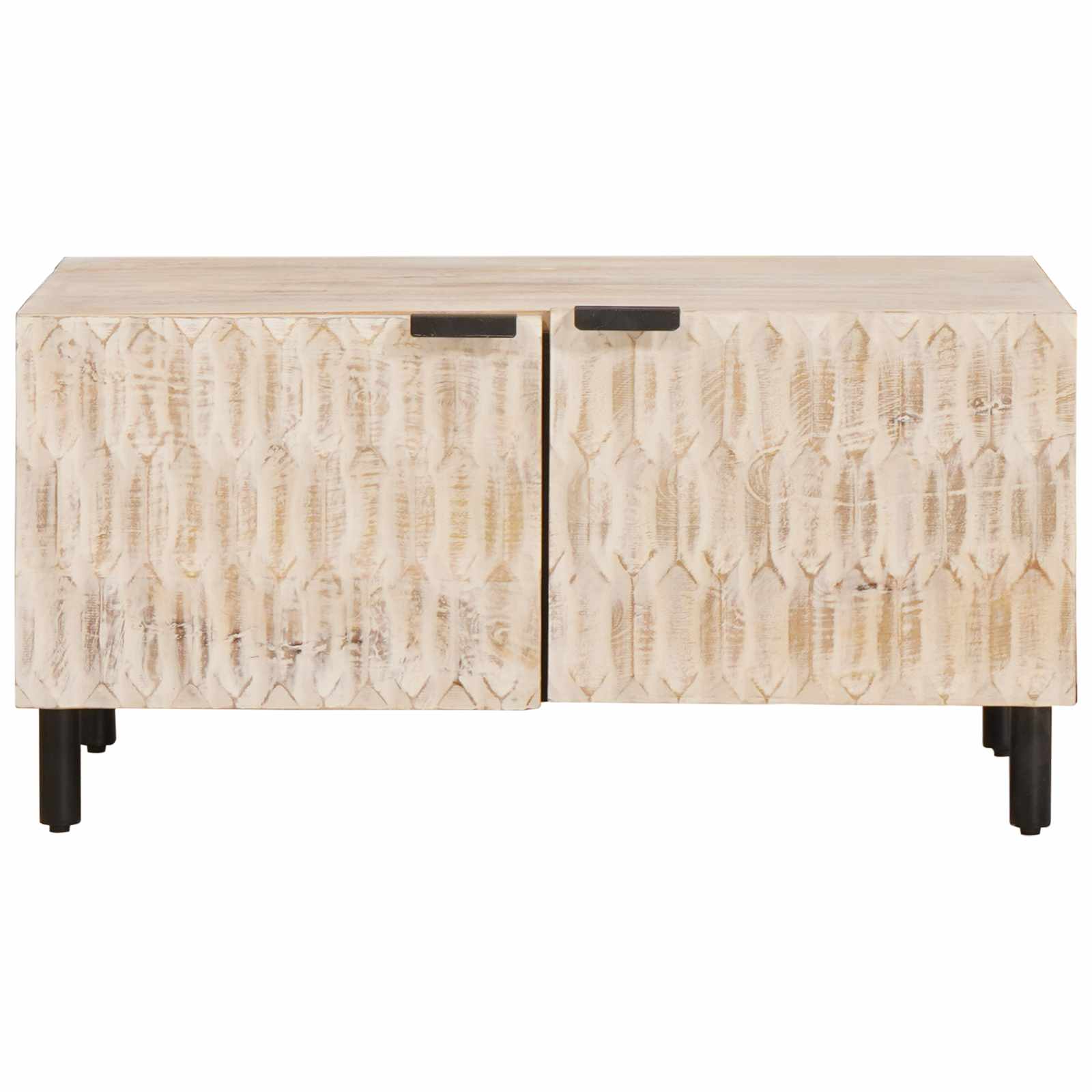 Salontafel Wit 80 x 50 x 40 cm Massief Mango Hout