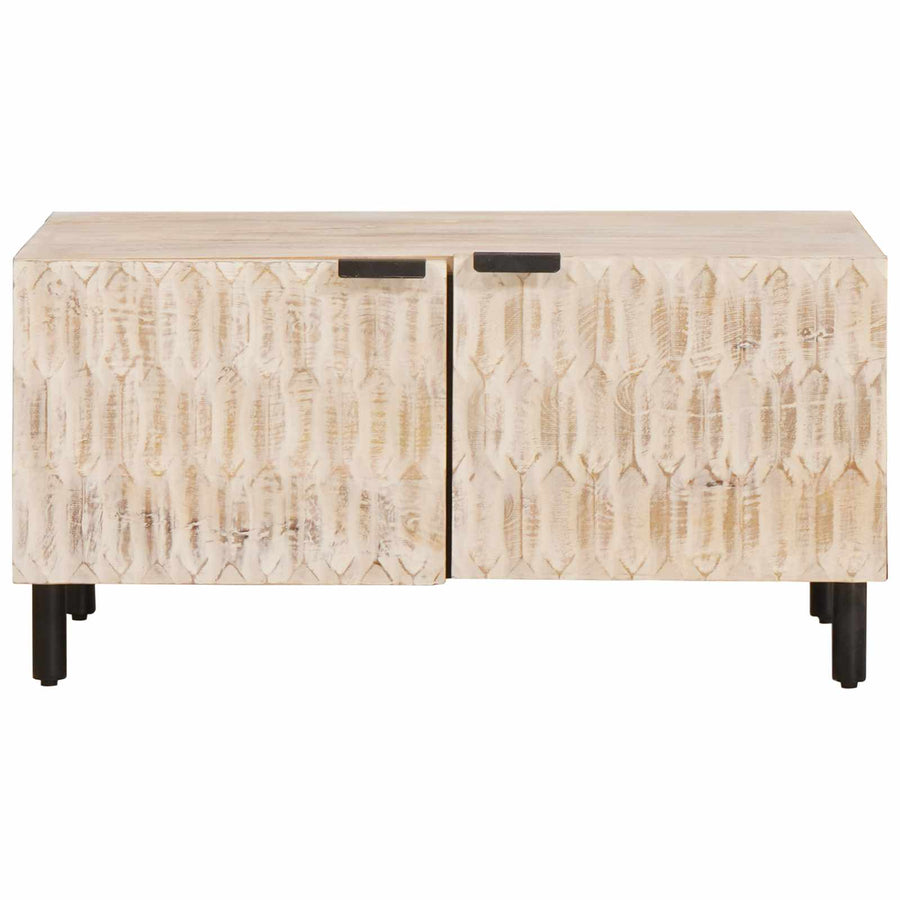 Salontafel Wit 80 x 50 x 40 cm Massief Mango Hout