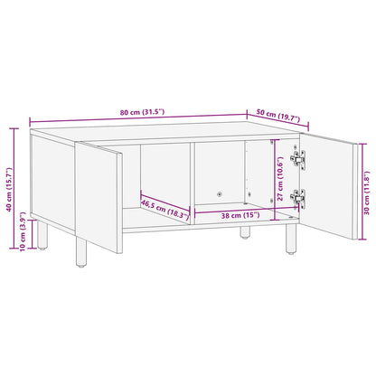 Salontafel Wit 80 x 50 x 40 cm Massief Mango Hout