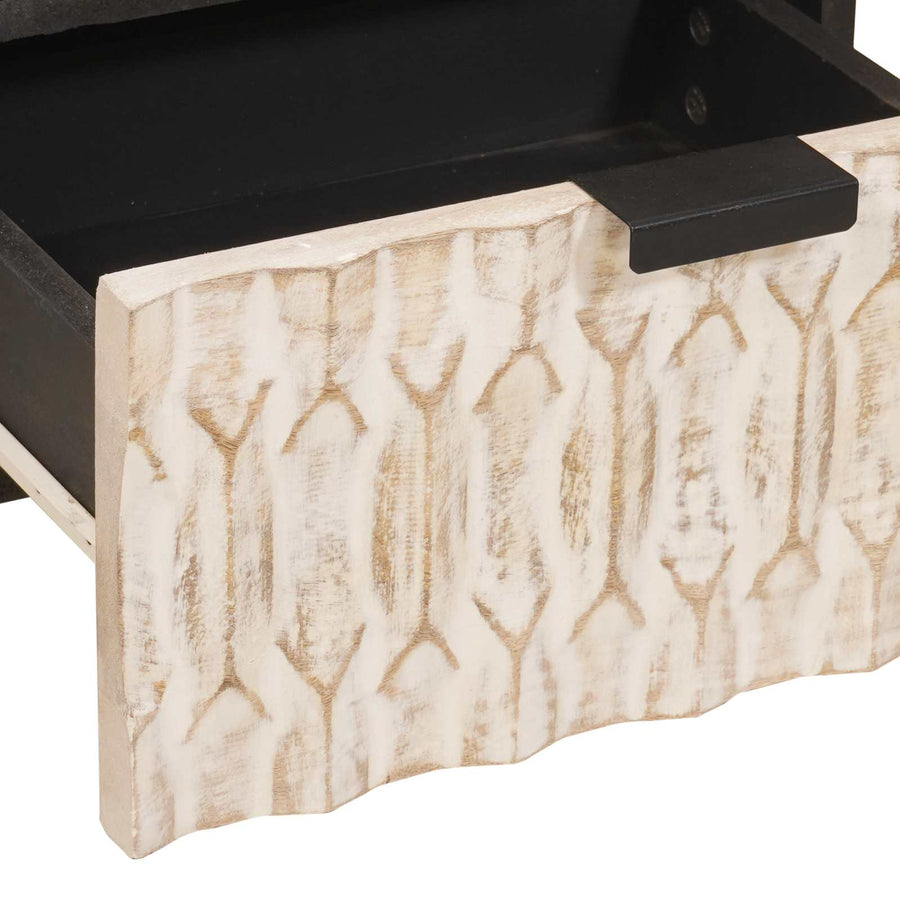 Nachtkastje met lade Wit 40 x 33 x 46 cm Massief Mango Hout
