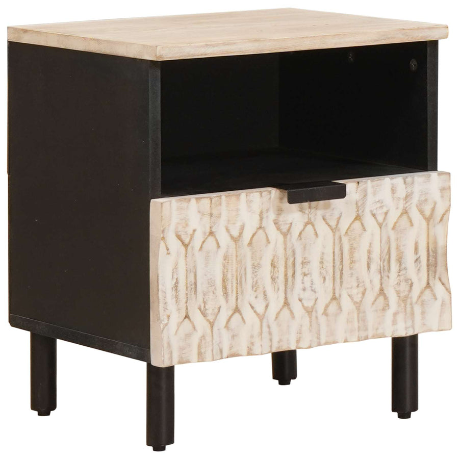 Nachtkastje met lade Wit 40 x 33 x 46 cm Massief Mango Hout