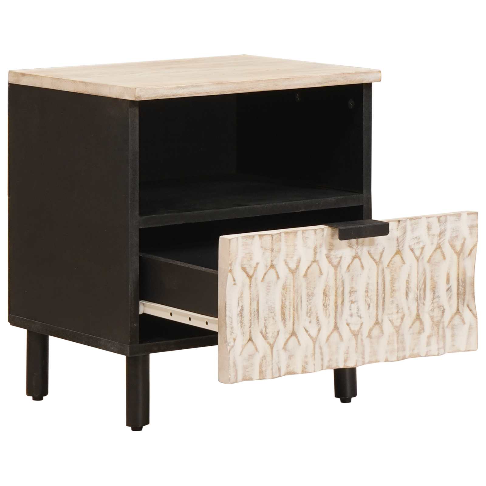 Nachtkastje met lade Wit 40 x 33 x 46 cm Massief Mango Hout