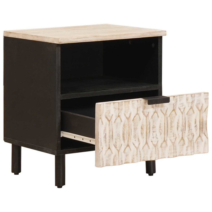 Nachtkastje met lade Wit 40 x 33 x 46 cm Massief Mango Hout