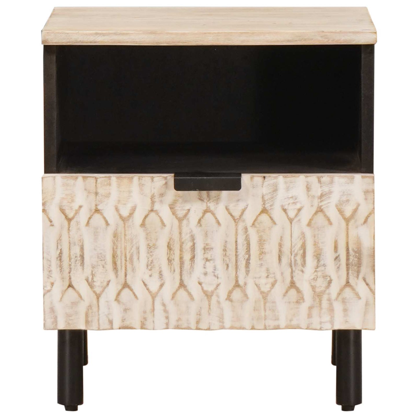 Nachtkastje met lade Wit 40 x 33 x 46 cm Massief Mango Hout
