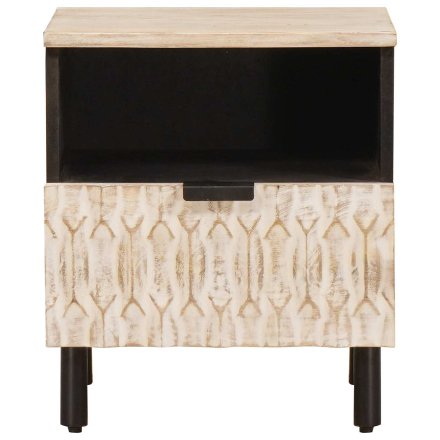 Nachtkastje met lade Wit 40 x 33 x 46 cm Massief Mango Hout