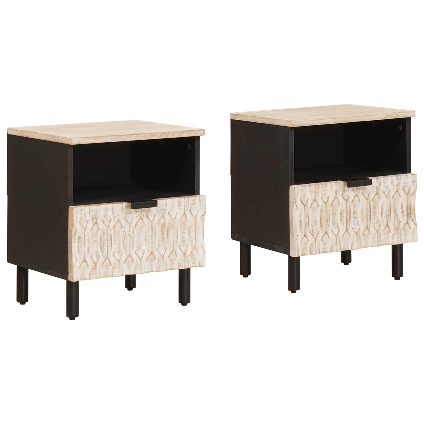 Nachtkastje 2 pcs Wit 40 x 33 x 46 cm Massief Mango Hout