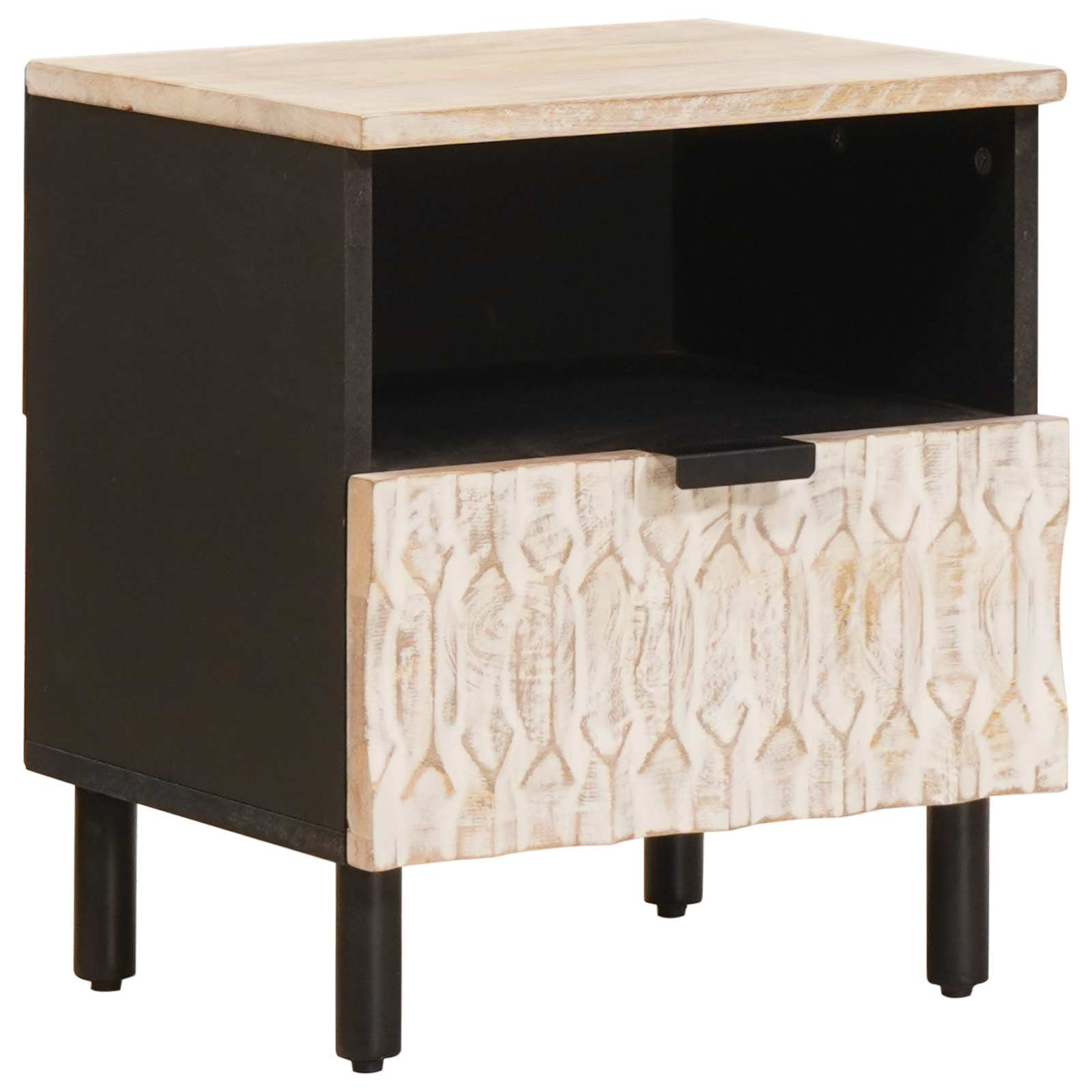 Nachtkastje 2 pcs Wit 40 x 33 x 46 cm Massief Mango Hout