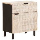 Bedside Table with Drawer White 50 x 33 x 60 cm Solid Mango Wood