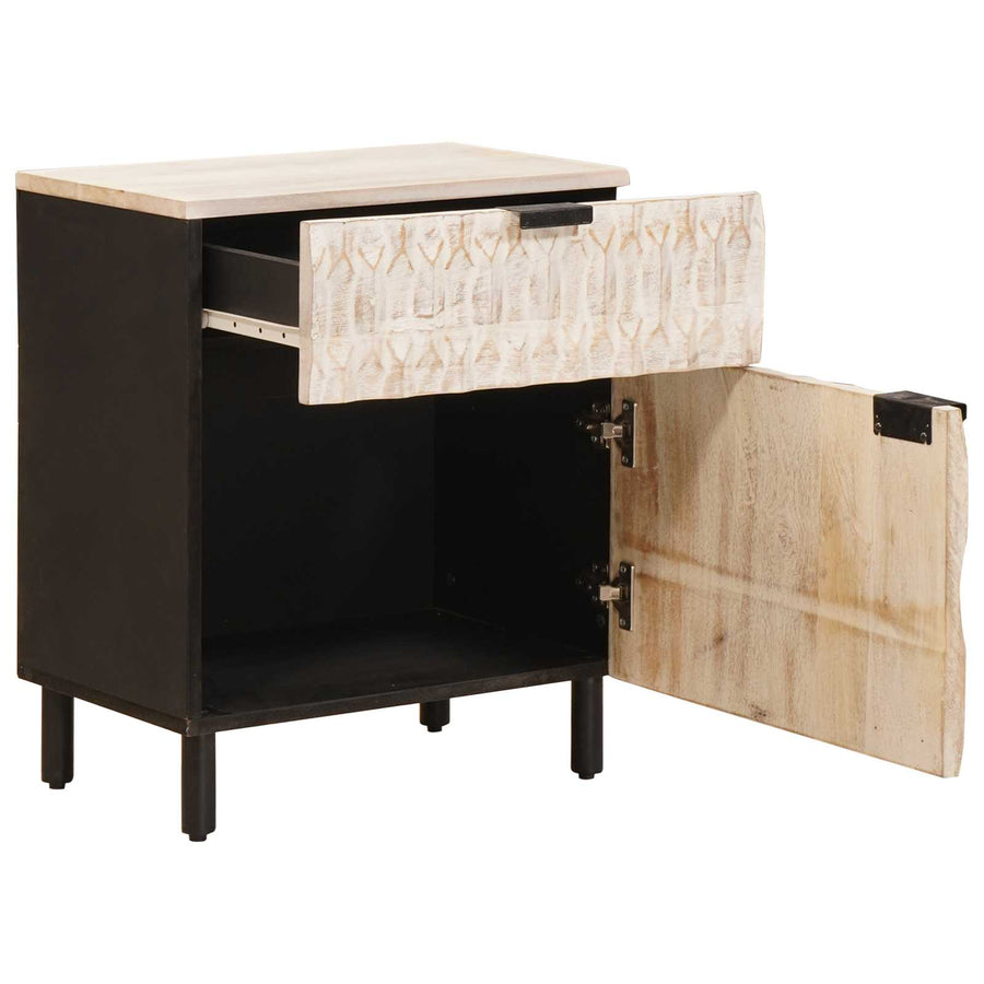 Nachtkastje met lade Wit 50 x 33 x 60 cm Massief Mango Hout