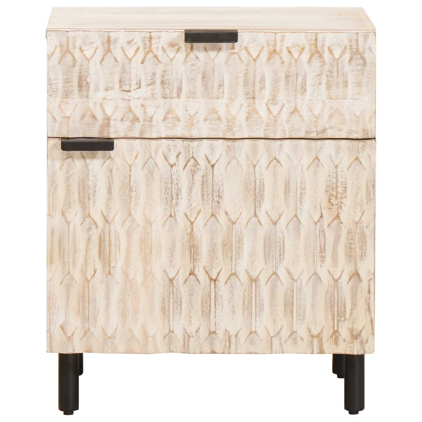 Nachtkastje met lade Wit 50 x 33 x 60 cm Massief Mango Hout