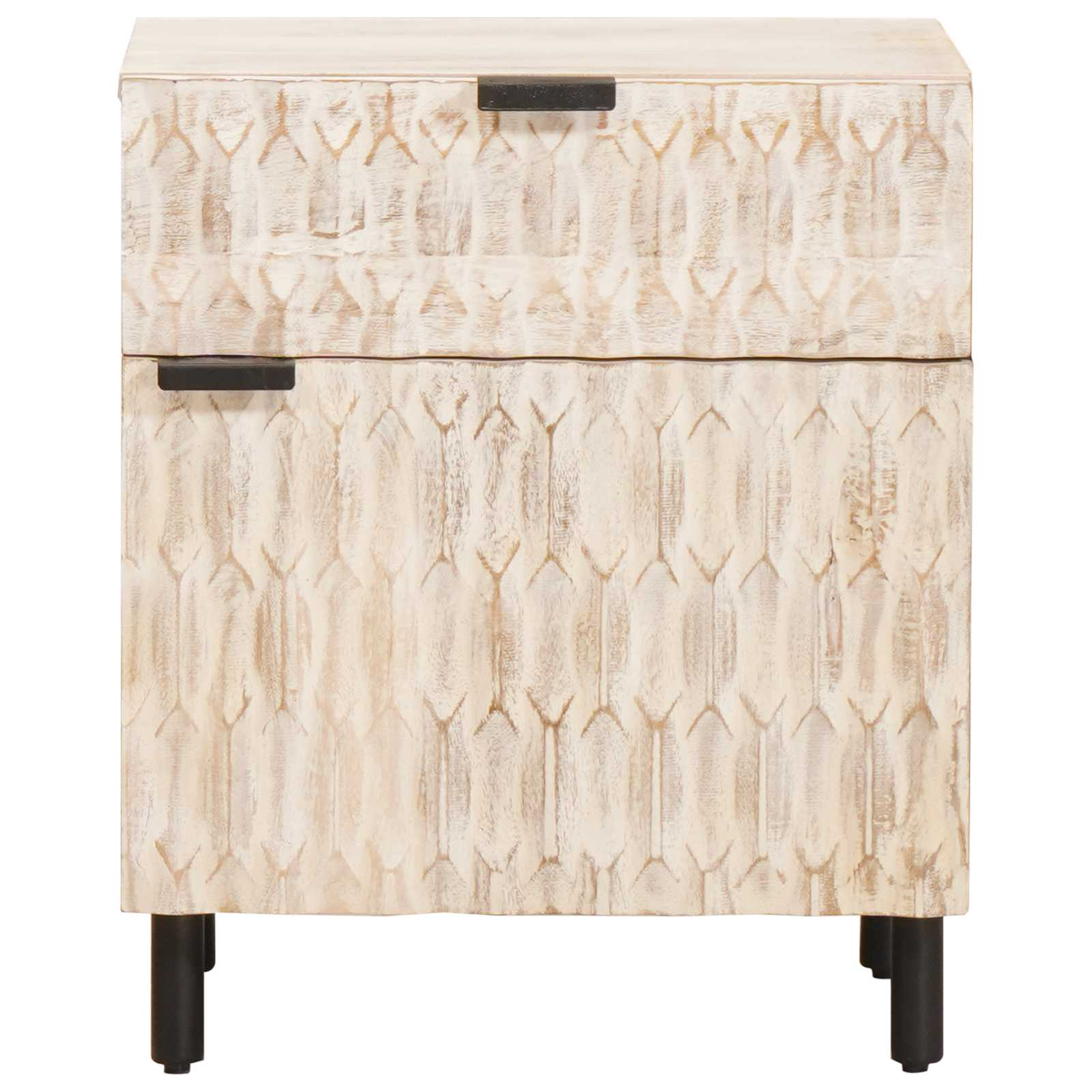 Nachtkastje met lade Wit 50 x 33 x 60 cm Massief Mango Hout
